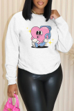 White Red Casual Graphcis Print O Neck Long Sleeve Fall Winter Sweatshirt