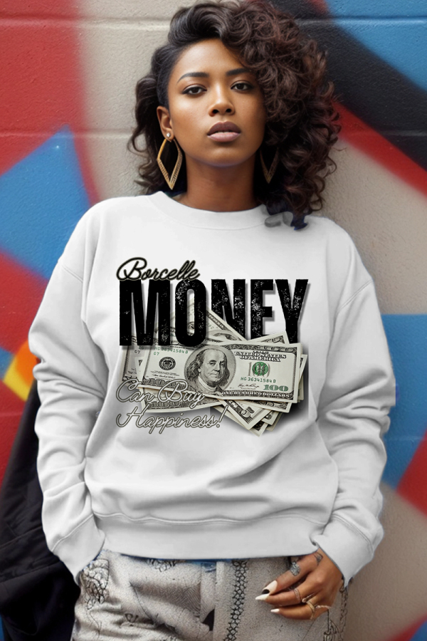 White Black Casual Graphcis Print O Neck Long Sleeve Fall Winter Sweatshirt