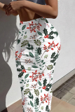 Black Floral Print Skinny High Waist Casual Outing Wrap Maxi Skirt