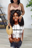 Orange Khaki Figure Print Sleeveless Backless Spaghetti Strap Floor Length Vacation Baggy Sundress Slip Maxi Dress