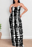 Brown Leopard Print Sleeveless Backless Spaghetti Strap Floor Length Vacation Baggy Sundress Slip Maxi Dress