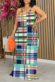 Camouflage Plaid Tie Dye Gradient Print Sleeveless O Neck Casual Vacation Baggy Sundress Maxi Slip Dresses