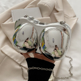 Gold Acrylic Mirror Shoulder Handbag Women's Crossbody Chain Evening Bag