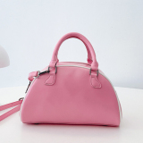 Black Digital Striped Print Round Handbag Zipper PU Leather Bags