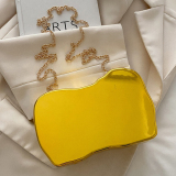 Gold Acrylic Mirror Shoulder Handbag Women's Crossbody Chain Evening Bag