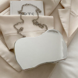 Gold Acrylic Mirror Shoulder Handbag Women's Crossbody Chain Evening Bag