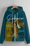 Lake Blue Casual Figure Print Zipper Hooded Long Sleeve Fall Winter Sweatshirt