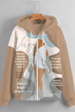 Lake Blue Casual Figure Print Zipper Hooded Long Sleeve Fall Winter Sweatshirt