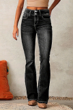 Dark Blue High Waist Casual Distressed Skinny Denim Jeans