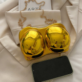 Gold Acrylic Mirror Shoulder Handbag Women's Crossbody Chain Evening Bag