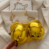 Gold Acrylic Mirror Shoulder Handbag Women's Crossbody Chain Evening Bag
