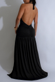 White Sleeveless Backless Deep V Neck Side Slit Belted Long Formal Evening Party Prom Ruched Halter Maxi Dresses