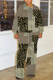 Brown Graphcis Print O Neck Long Sleeve Sweatshirt And Pants Sportwear Casual Two Pieces Jogger Sets