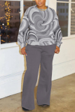 Yellow Graphcis Print O Neck Long Sleeve Sweatshirt And Pants Sportwear Casual Two Pieces Jogger Sets
