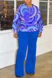 Yellow Graphcis Print O Neck Long Sleeve Sweatshirt And Pants Sportwear Casual Two Pieces Jogger Sets