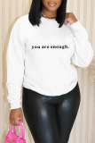 White Casual Letter Print O Neck Long Sleeve Fall Winter Sweatshirt