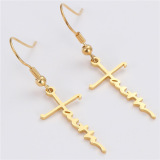 Casual Gold Letter Cross Love Heart Stainless Steel Earrings