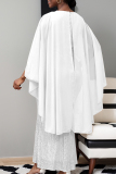 White Sequins O Neck Cape Sleeve Formal Evening Party Prom Bodycon Maxi Wedding Guest Dresses