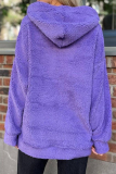 Purple Long Sleeve Hooded Casual Fall Winter Plush Sweatshirt