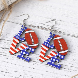 Blue Red Letters American Independence Day Flag Stripes Stars Sunflowers Love Pendant Earrings