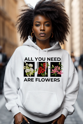 White Black Graphics Print Casual Long Sleeve Fall Winter Hooded Sweatshirt