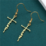 Casual Gold Letter Cross Love Heart Stainless Steel Earrings