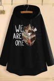 Brown Casual Figure Print Hooded Long Sleeve Fall Winter Sweatshirt
