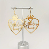 Sliver Casual Letters Patchwork Crown Heart-shaped Earrings