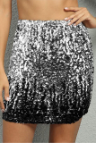 Black Sequins High Waist Night Club Shimmer Mini Skirt