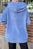 Purple Long Sleeve Hooded Casual Fall Winter Plush Sweatshirt