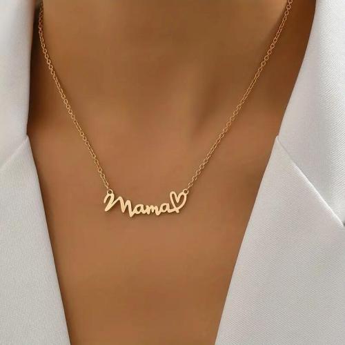 Gold Casual Letters Patchwork Love Clavicle Necklace