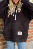 Purple Long Sleeve Hooded Casual Fall Winter Plush Sweatshirt