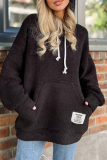 Purple Long Sleeve Hooded Casual Fall Winter Plush Sweatshirt