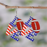 Blue Red Letters American Independence Day Flag Stripes Stars Sunflowers Love Pendant Earrings
