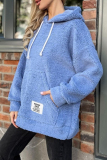 Purple Long Sleeve Hooded Casual Fall Winter Plush Sweatshirt