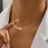 Gold Casual Letters Patchwork Love Clavicle Necklace