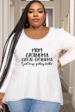 White Yellow Casual Letter Print O Neck Long Sleeve T-shirt Tops