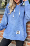 Purple Long Sleeve Hooded Casual Fall Winter Plush Sweatshirt