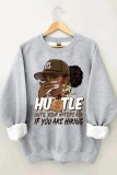 Apricot Casual African Girl Print O Neck Long Sleeve Fall Winter Sweatshirt