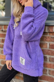 Purple Long Sleeve Hooded Casual Fall Winter Plush Sweatshirt