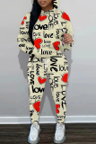 Dark Gray Letter Print Long Sleeve Hooded Sweatshirt And Drawstring Pants Sportwear Casual Two Pieces Sweatpant Set