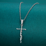Casual Letters Hearts Stainless Steel Cross Chains Necklaces