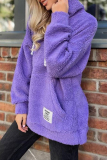 Purple Long Sleeve Hooded Casual Fall Winter Plush Sweatshirt