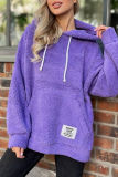 Purple Long Sleeve Hooded Casual Fall Winter Plush Sweatshirt