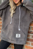Purple Long Sleeve Hooded Casual Fall Winter Plush Sweatshirt
