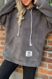Purple Long Sleeve Hooded Casual Fall Winter Plush Sweatshirt