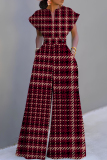 Dark Green Casual Boho Graphcis Print V Neck Short Sleeve Vacation Wide Leg Jumpsuits