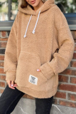 Purple Long Sleeve Hooded Casual Fall Winter Plush Sweatshirt