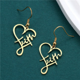 Casual Gold Letter Cross Love Heart Stainless Steel Earrings