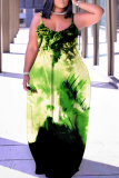 Multicolor Floral Print Sleeveless Backless Spaghetti Strap Floor Length Vacation Baggy Sundress Slip Maxi Dress